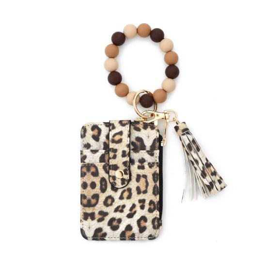 Chaveiro Pulseira de Silicone Carteira Feminina Wristlet de Contas Porta-Cartões Carteira Slim com Bolso com Zíper para Compras Encontros Presente de Aniversário