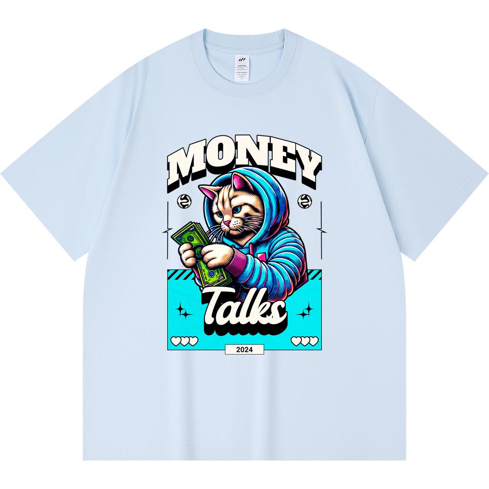 

Футболка из 100% хлопка плотностью 230 г/м2 с принтом Money Talks, футболка из чесаного хлопка в смешном стиле Харадзюку XS абрикосовый