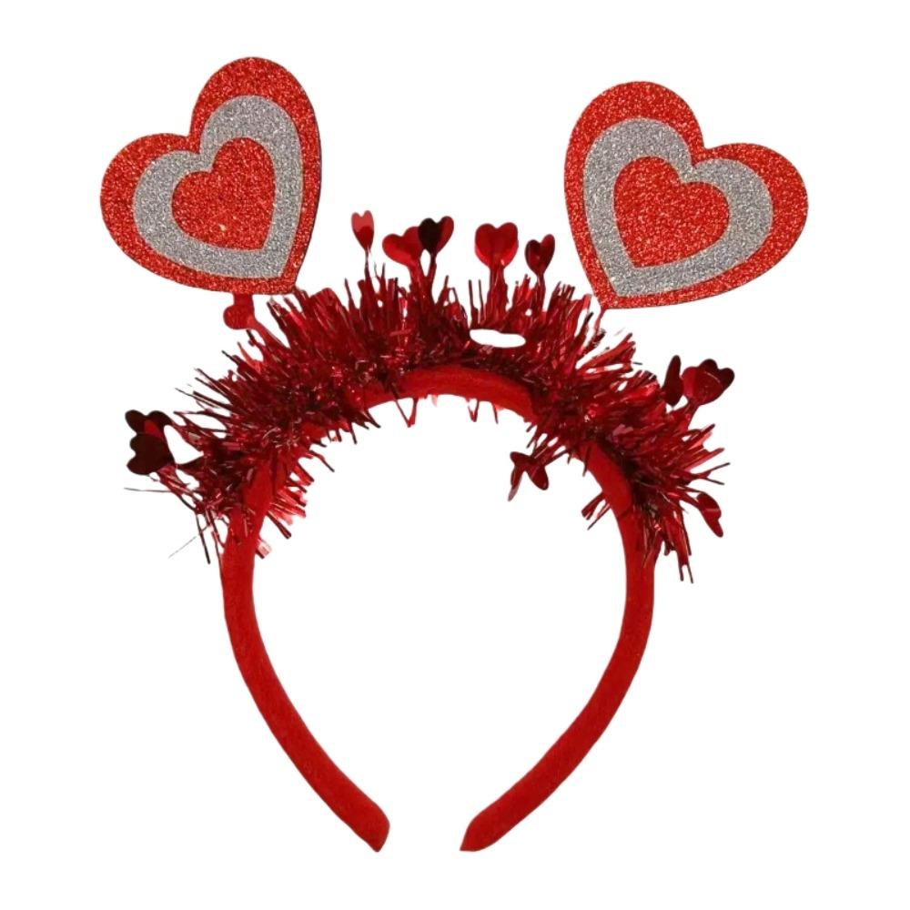 Sweet Headdress Valentine s Day Hair Hoop LOVE Sequins Red Heart Headband Red 22CM Shining Heart Hairband Men/Women