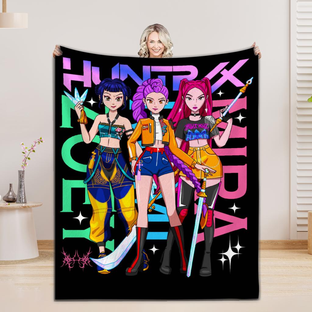 KPOP D-Demon H-Hunters Flannel Blanket For Office Home Camping Nap Leisure Blankets Birthday Gifts For Girls Home Decor