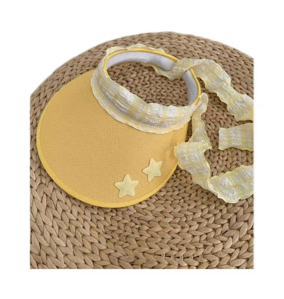 Women's Sun Hat Korean Sweet Kawaii Star Fashionable Verstaile Empty Top Breathable Wide Bim Seaside Sunshade Visors For Girl