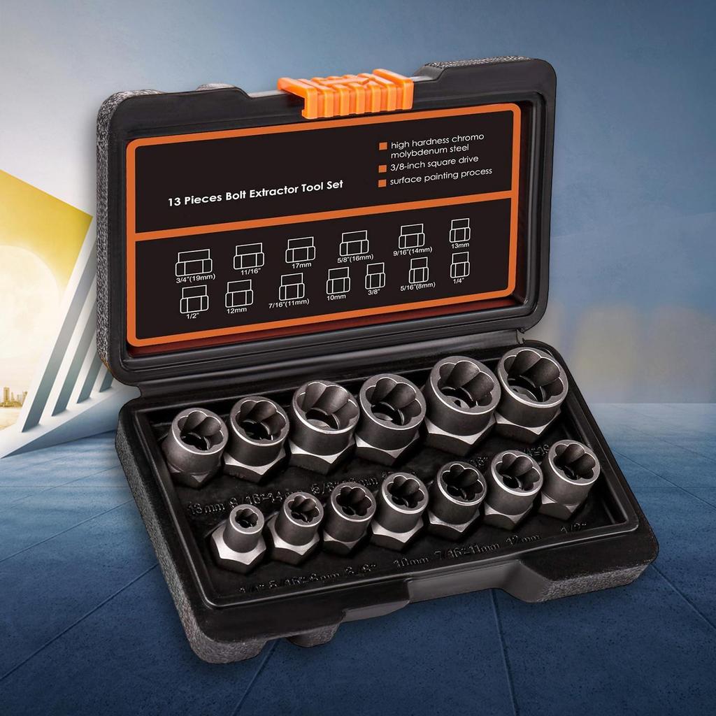 Screw Extractor Set Stripped Easy Out Hand Tools Drive Bolt Nut Remover Set For Damaged Round Rusted Broken Woodworking