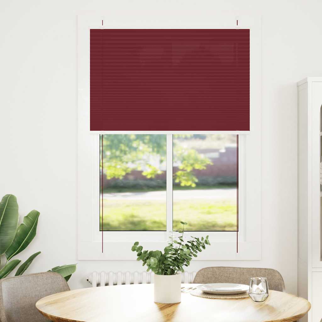Burgundy Red Pleated Blind 95X100 Cm Fabric Width