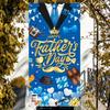 Celebrate Happy Father's Day Background Blue Gold Photo Flag Props  Photography Props