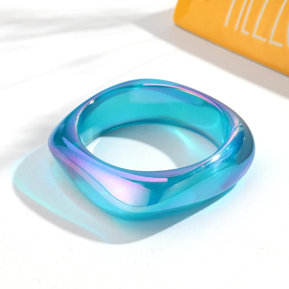 New AB Colorful Irregular Square Resin Wide Bangle for Women Statement Acrylic Geometric Bracelets Valentine's Day Jewelry Gifts