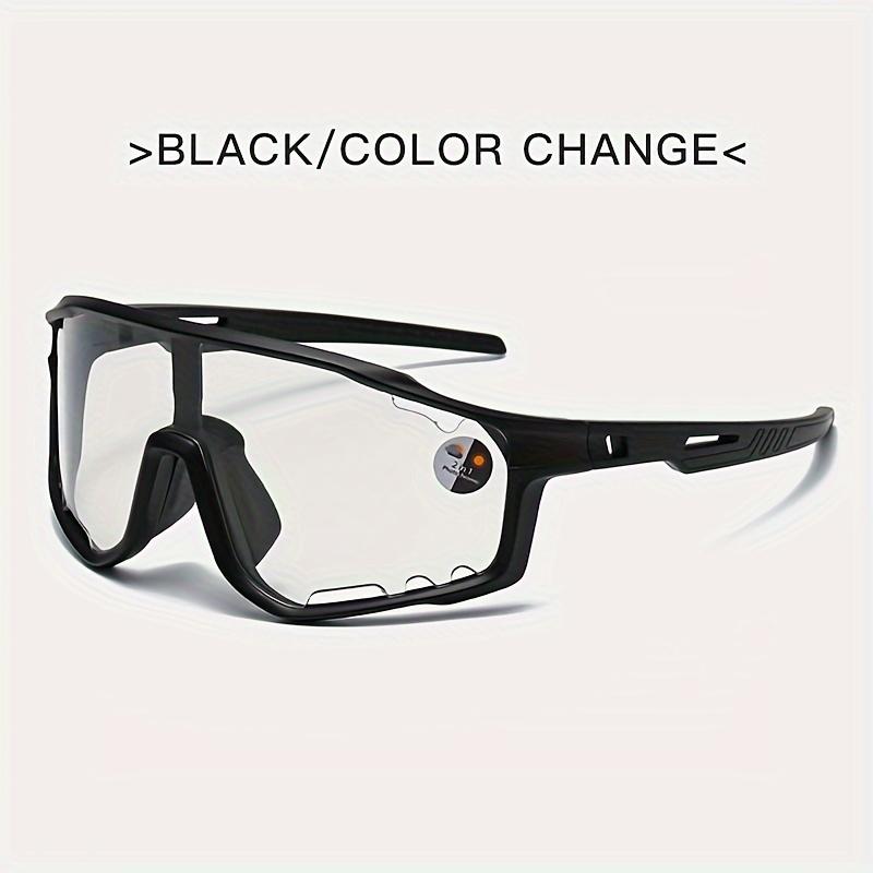 1PC men's and women's integrated light-changing bicycle glasses, large frame PC material, sports glasses with anti-glare glasses, for protection