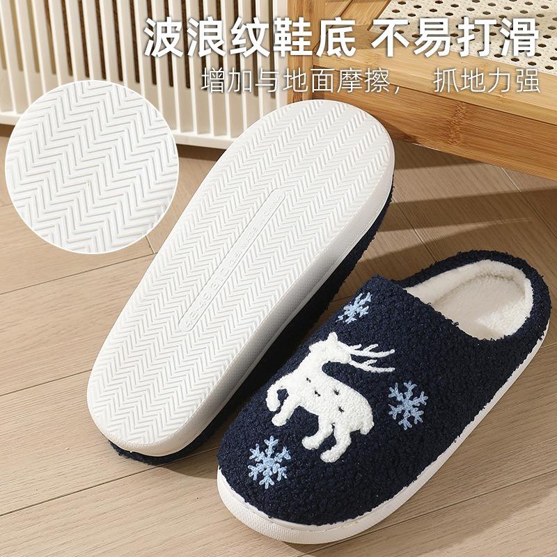 New cute snowflake deer cotton slippers women's winter home home home non-slip warm