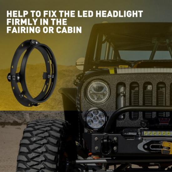 2X Round 7Inch LED Headlight Mounting Ring Bracket Adapter for Harley Touring A