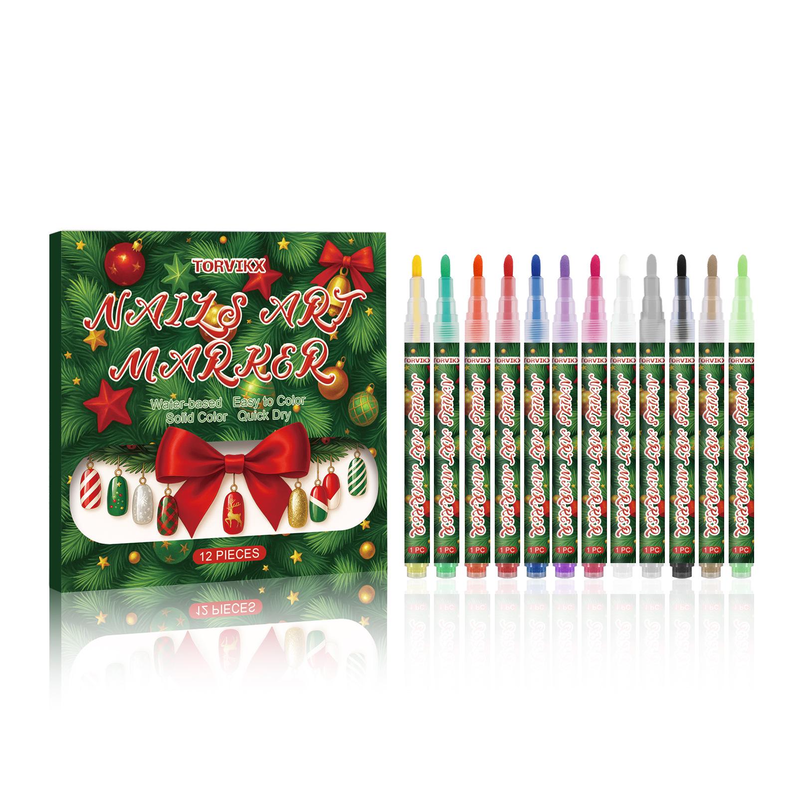 

TORVIKX Christmas Nail Art Graffiti Pen: Long-Lasting DIY Festival Color Outline Tool