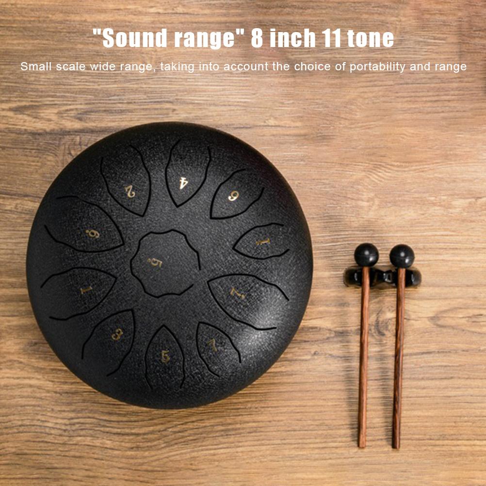 Hanpan Drum 8 Inch 11 Notes Tongue Drum Steel Tongue Drum Percussion Instrument with Bag Music Book