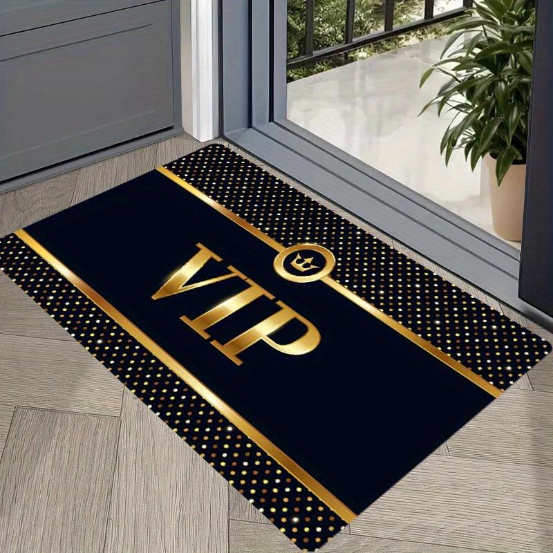 VIP Gold Dot Kitchen Mat Non-Slip Durable Polyester Rug, Elegant Black Gold for Kitchen Living Room Porch Decor
