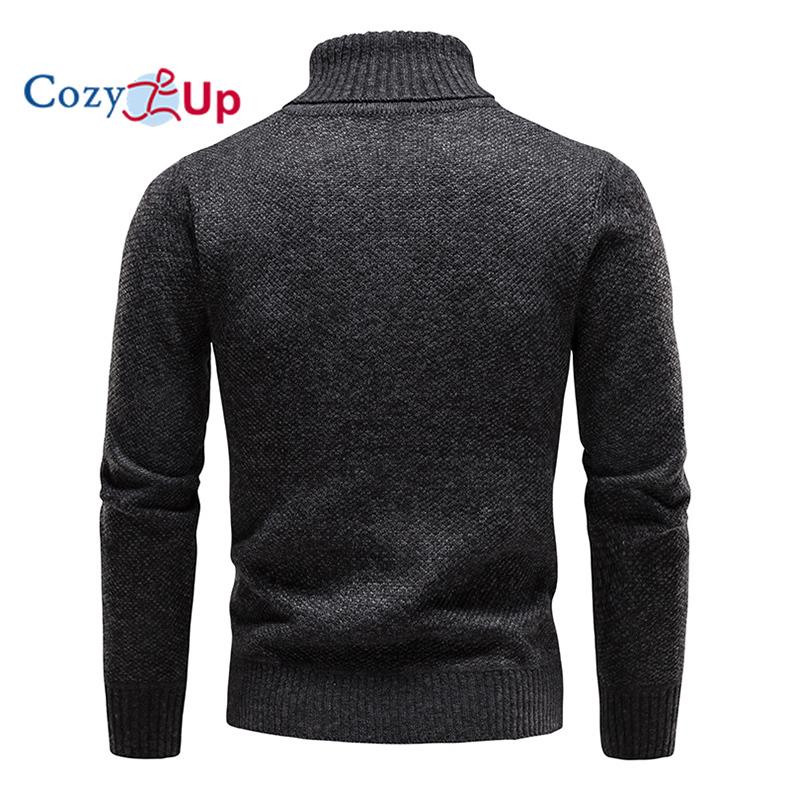 Cozy Up Men's Autumn and Winter Solid Thickened and Padded High-Collar Sweater