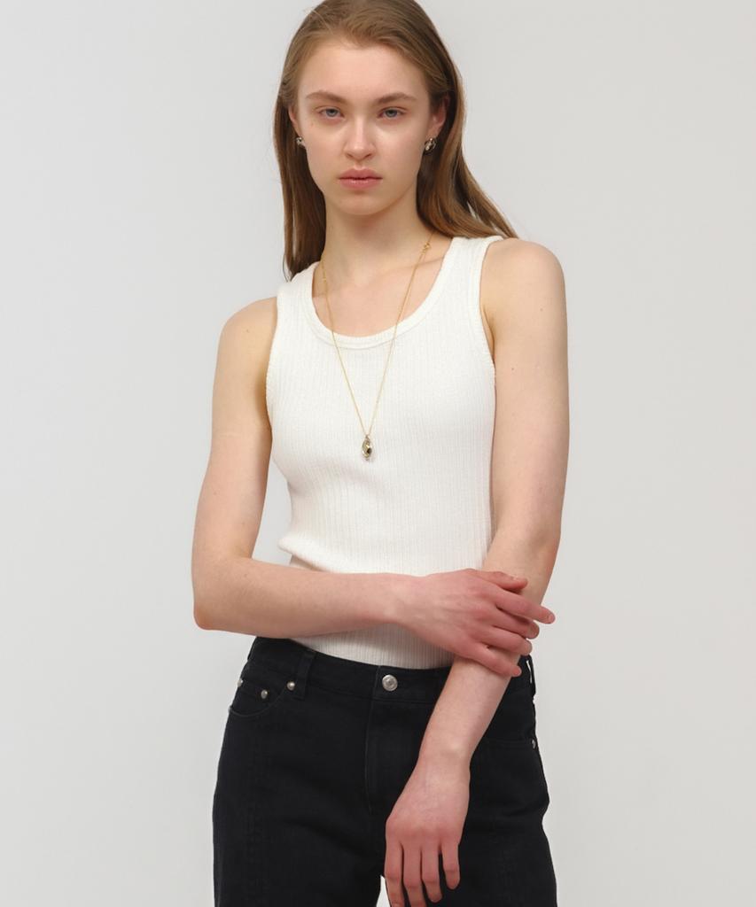 MOONSUN Unisex, Basic Ribbed Sleeveless / White