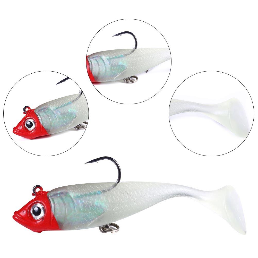 5 STÜCKE 18,5g 10cm Leuchtende Angelköder Weiche Swimbaits mit Paddelschwanz 2 Haken für Barsch Forelle Süßwasser Salzwasser