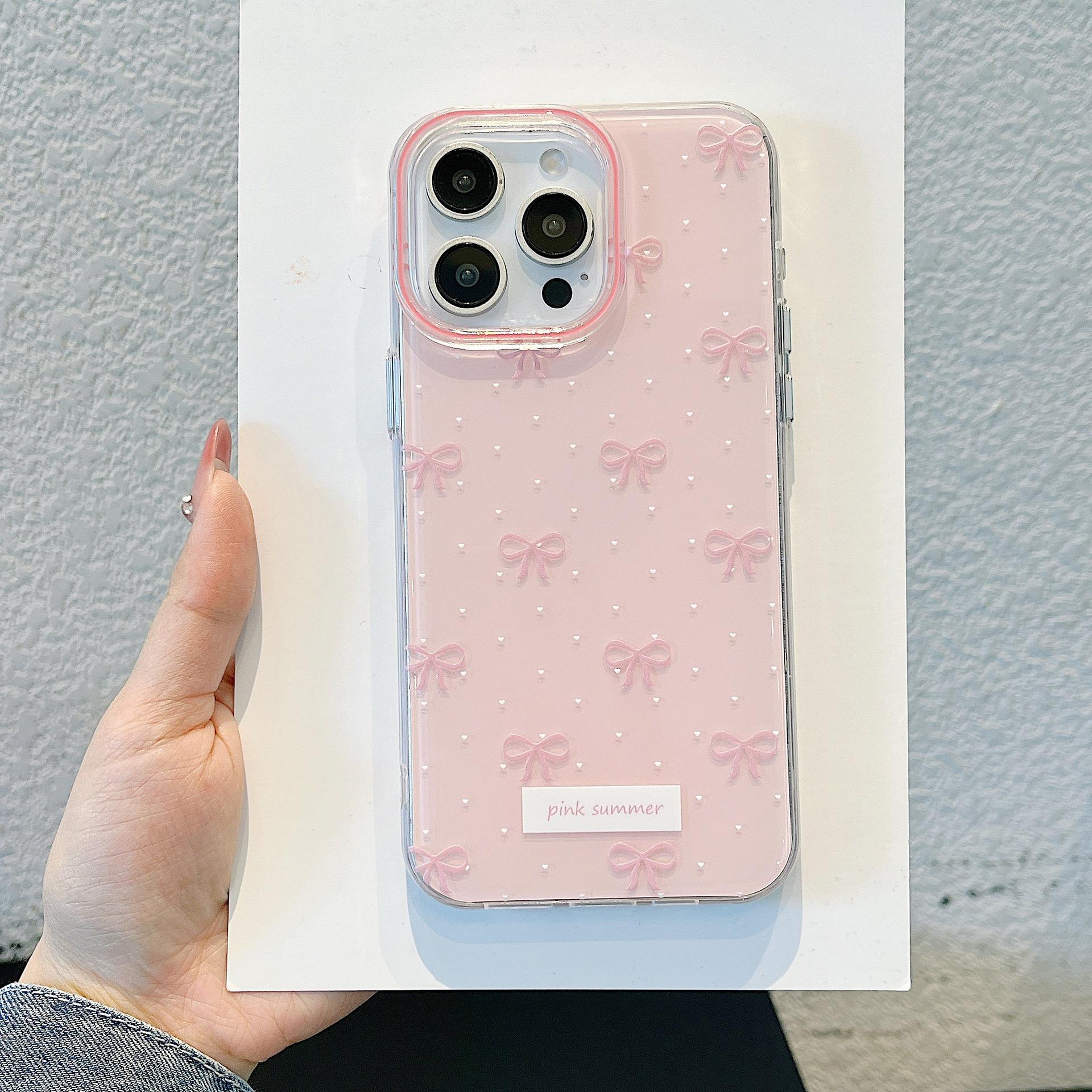 

Korean applicable iPhone17promax mobile phone case imd double-layer cute bow Apple 16 anti-drop protection iPhone 16 PRO MAX