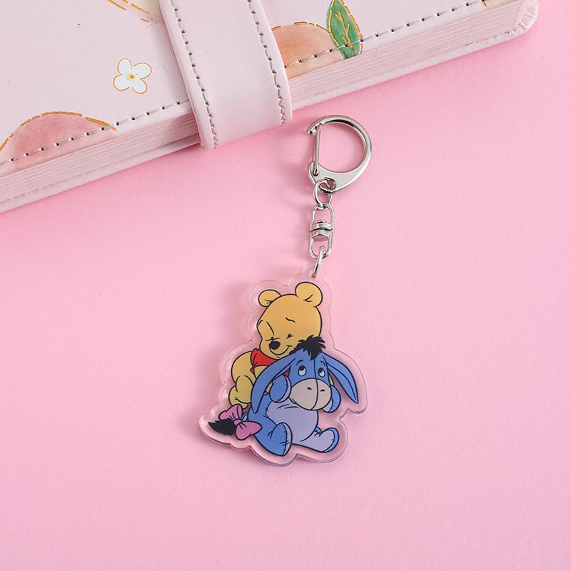 1/12Pcs Disney Winnie the Pooh Acrylic Car Keychain Cute Backpack Pendant Funny Bag Charms Accessories Decoration Holiday Gifts