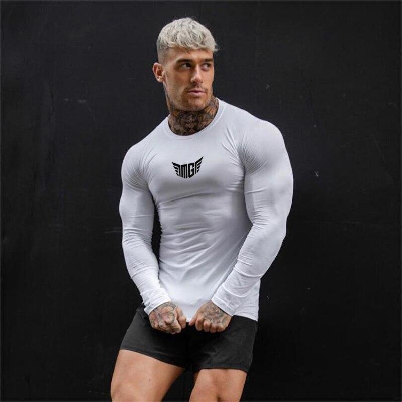 Muscleguys Podzim Nová móda Tričko Tričko Crew Neck Pullover Slim Fit Top