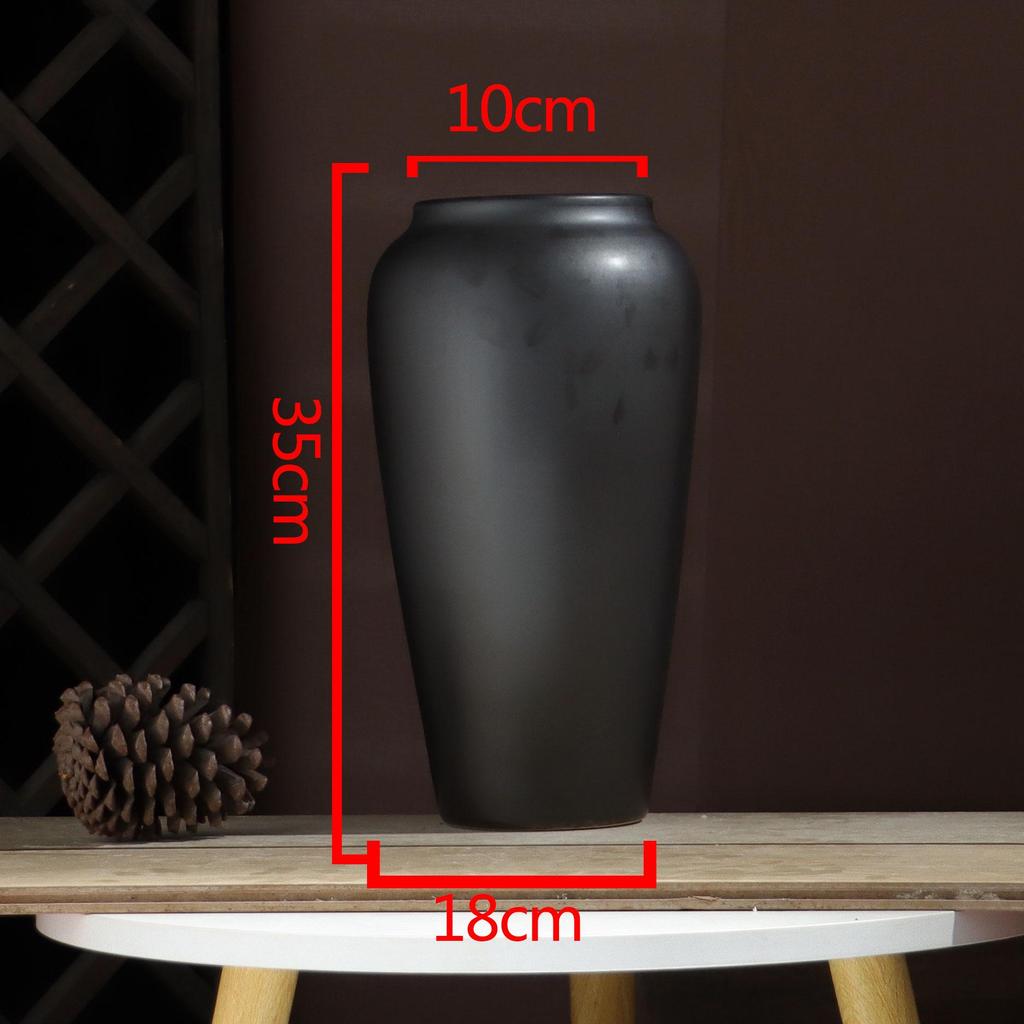 Black Ceramic Flower Vase - New Chinese Style Tabletop Home Decor Ornament
