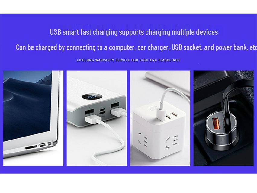 Rechargeable High-Power LED Flashlight: Multi-Function, Zoomable, Super Bright, Long-Range and Portable for Outdoor Use.