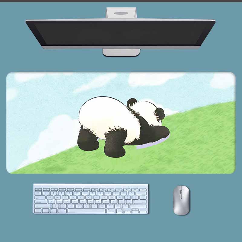 

Нескользящий коврик для игровой мыши с рисунком панды, большой компьютерный коврик для киберспорта, аксессуары для офисного стола в общежитии