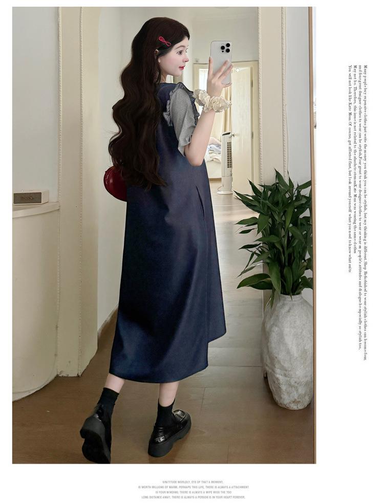 Stylish Tencel Denim Skirt for Pregnant Women - Ultra-Thin, Cool, Loose Fit, Fake Two-Piece, Plus Size