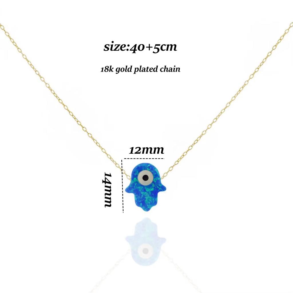 Vlen Evil Eye Fatima Hamsa Hand Pendant Necklace with 18K Gold Plated Chain Boho Style Fashion Jewelry for Women Girls Gifts