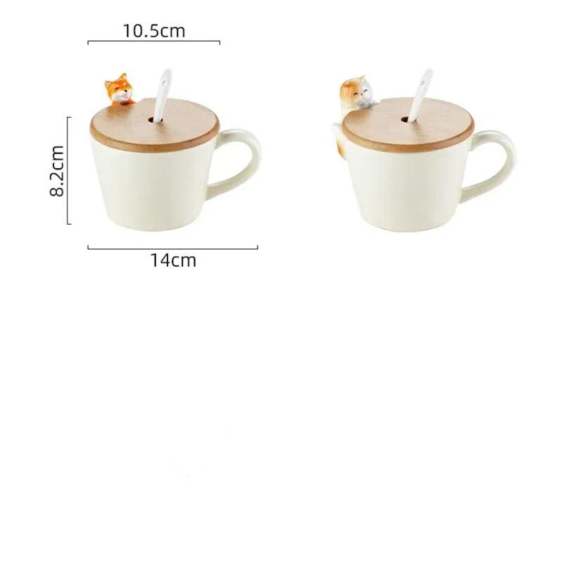Kreslený Hrnek z Keramiky pro Kočku a Psa – Roztomilý Hrnek na Čaj a Mléko v Evropském Stylu pro Děti nebo Páry
