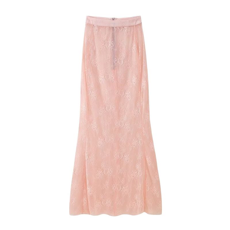 Kaslead New Women Clothes Western Style Lapel Waist Hugging Decorated Row Button Blazers Lace Skirt Set