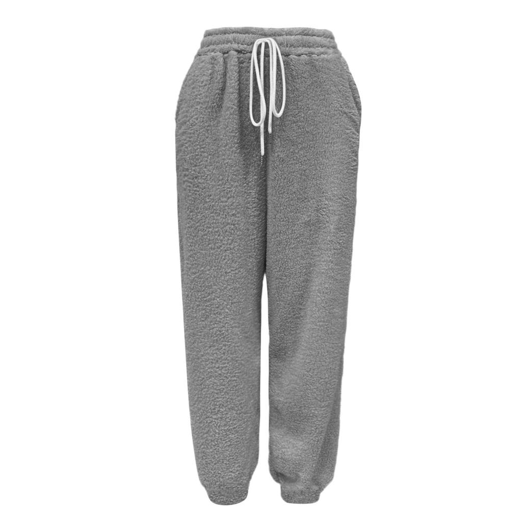 Women's  Fashionable Loose Solid Color Elastic Waist Pocket Straight Leg Casual Pants