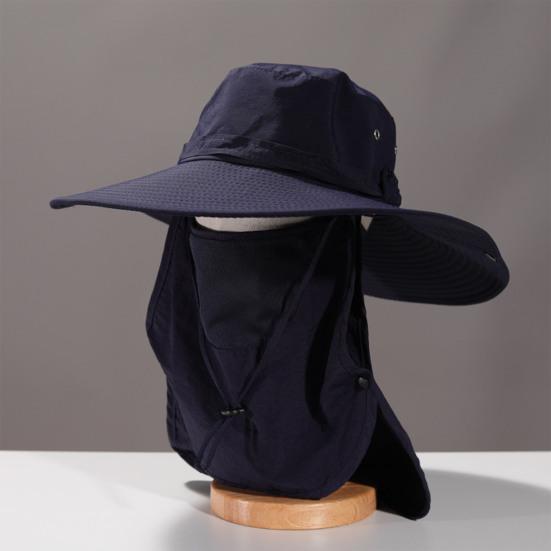 Summer Bucket Hat, Breathable Quick-Dry Fisherman Hat with Detachable Face Neck Guard, Adjustable Drawstring Sun Protection Hat for Outdoor Gardening