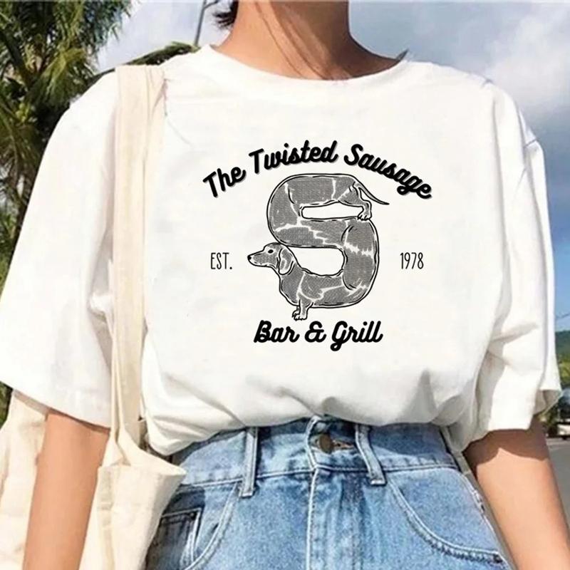 Sausage Dog Streetwear Fashion Women T-Shirts Harajuku Kawaii Clothes Short Sleeve Summer Tees Casual Korean Female Tops O-Neck