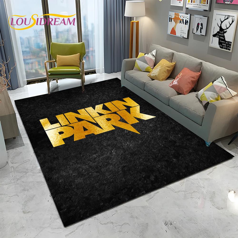 Tappeto Tappetino Decorativo 3D Retro Rock Band L-Linkin Park Logo per Casa Soggiorno Camera da Letto Divano Zerbino, Tappeto per Area Bambini Tappetino Antiscivolo