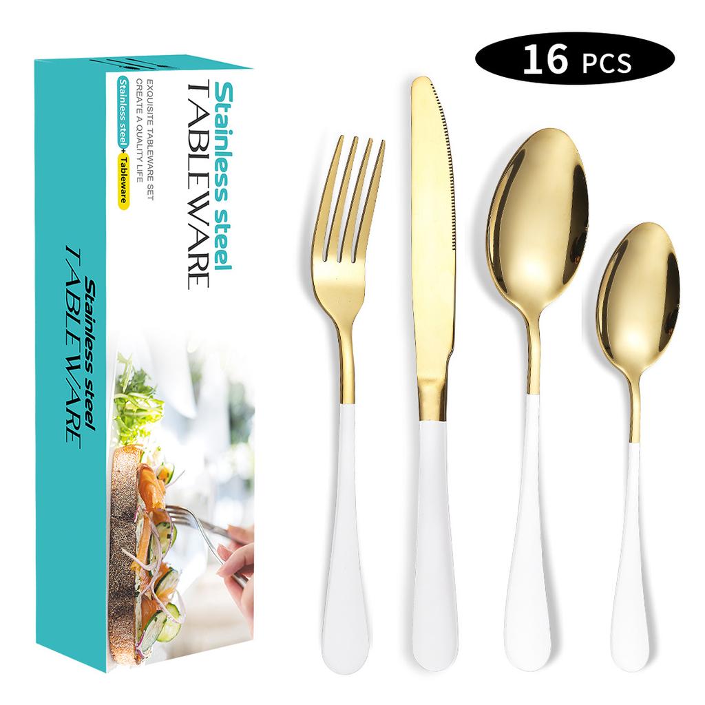 Stainless Steel Western Food Tableware Set Steak Knife, Fork and Spoon 16-Piece Set Knife, Fork and Spoon Spoon Gift Set