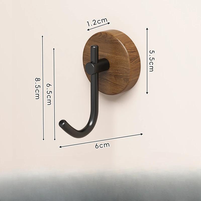 Self-adhesive New Simple Solid Wood Hook Walnut Hanging Hanger Bathroom Wall Hook Bedroom Coat Storage Rack Home Towel Key Decor