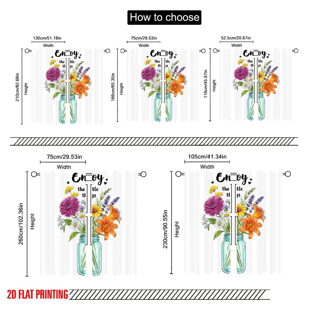 2 Stück 2D-Flachdruck Vorhänge Genießen Sie Kleine Dinge Blumenkrug 100% Polyester Ohne Strom Ganzjahres Party & Feiertag