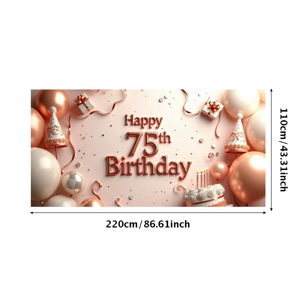 Happy Birthday 75th Banner Red Balloon Birthday Party Decoration Photography Background Props Birthday Cake Backdrop Supplies