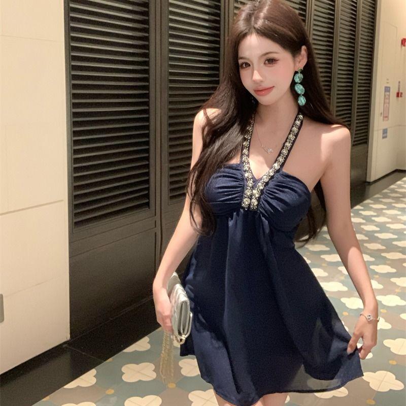 Leichter Luxus Promi-Kleid mit Reifem und Hochwertigem Schlankem Rückenfreiem Trägerlosem Ärmellosem A-Linien-Rock