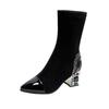Women's Boots Fabric High Heel Autumn Sock Boots Women Fashion Zipper Pumps Pointed Toe Slip on All-match Single Boots Size35-40