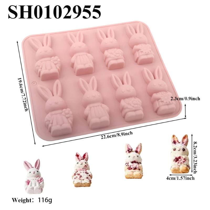 Easter Bunny Design Silicone Chocolate Molds Cake Moulds Surprise 3D Rabbit Silicone Bakeware For Baking Easter Day Dessert A