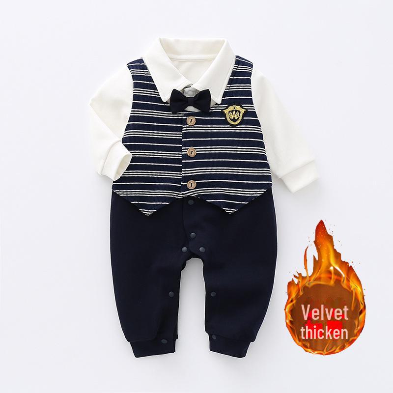 

Смугастий дитячий комбінезон для джентльменів - весняно-осінній комбінезон для немовлят 90 cm