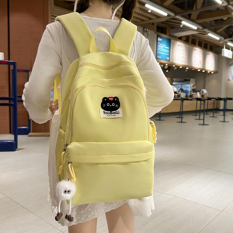 Large Capacity Junior High School Student Schoolbag Black Cat Women's Backpack Class Book Bag