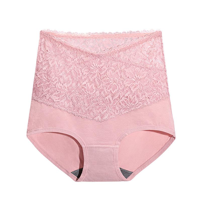 Sexy lace high-waisted panties for women Graphene crotch antibacterial tummy control waistband butt-lifting shorts Women's triangle panties