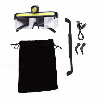 LED Glasses Rechargeable Headlight Lighted Glasses Headlamp for Camping Fishing Cycling Hiking Yellow