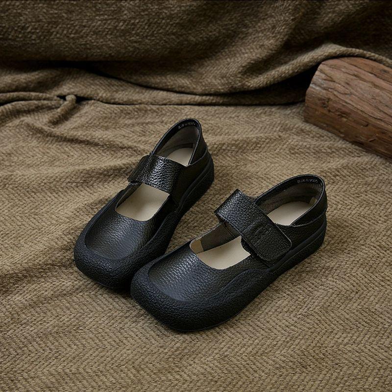 Fashion New mary janes retro flats shoes women's green loafer shallow mouth square toe nurse shoes ladies autumn genuine leather flats