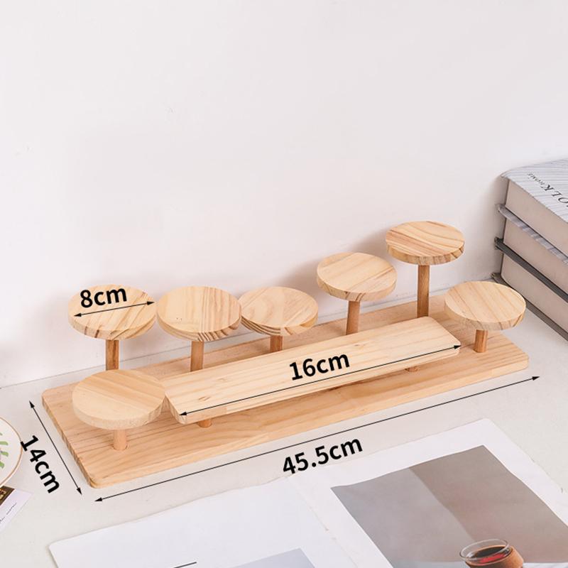 Wooden Multi-Tiered Coffee Cup Aromatherapy Perfume Figurine Display Stand Jewelry Storage Rack