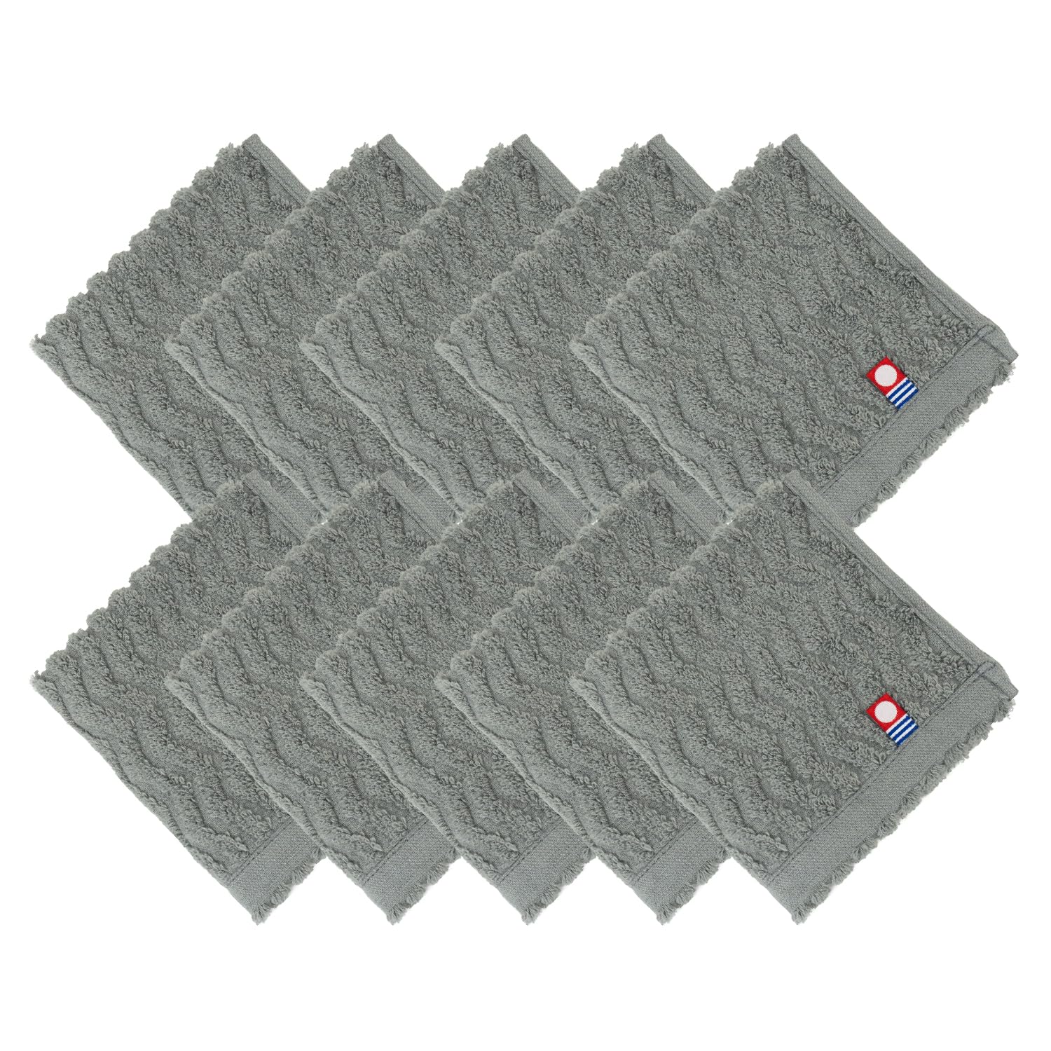 

oruTa Imabari Towel Fluffy Made in 22 x Stylish and No Fluorescent Charcoal Handkerchiefs, 10-Piece Set, Small, Women s, Cotton, Japan, 22cm, Cute,