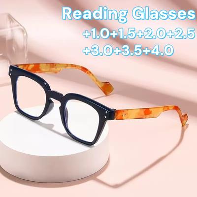 Modische Klassische Quadratische Großrahmen Lesebrille Beliebte HD Blaulichtfilter Unisex Brille Schützt Augen 0 bis +4,0