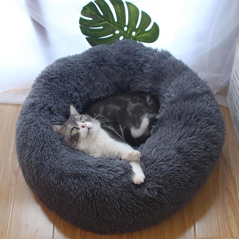 Home Plush Pet Nest Winter Cat Nest Dog Nest Warm Detachable and Washable Round Cat Nest Pet Bed Seasonal Universal Decoration