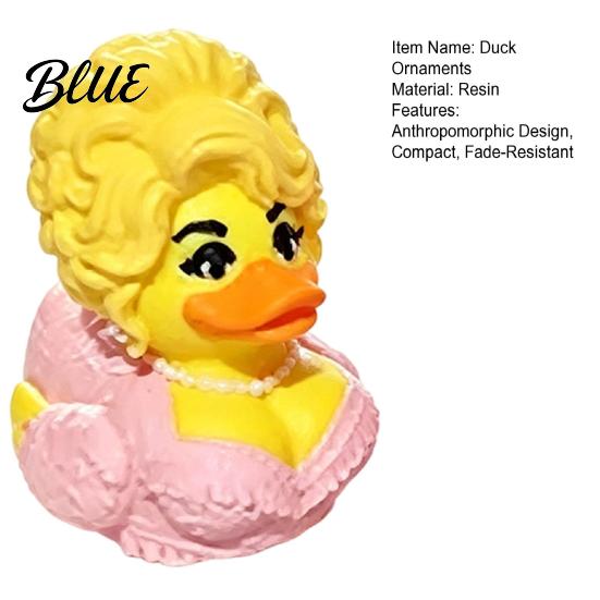 Charming Duck Statue for Home Cute Figurine, Memorial Music Lovers, Miniature Display Novelty Collectible Desktop Car Decor Yellow Figurine