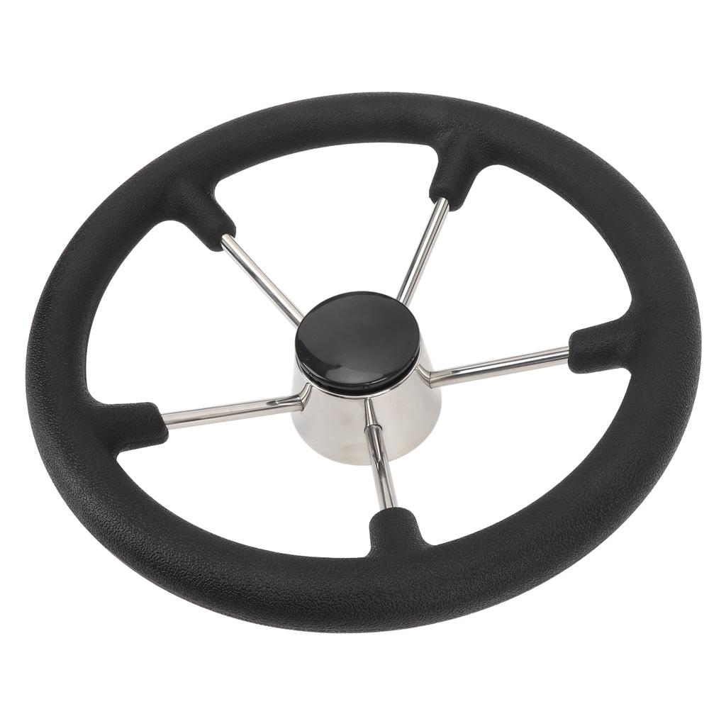 Boat Steering Wheel 5 Spoke Stainless Steel Marine Steering Wheel with PU Foam Grip and Center Cap for Yachts